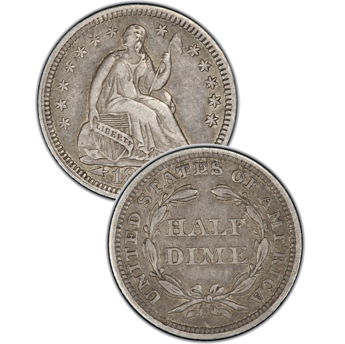 1838 "Large Stars" Seated Half Dime , Type 2 "Stars on Obverse"