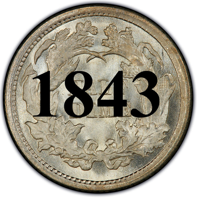 1843 Seated Half Dime , Type 2 "Stars on Obverse"