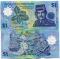 1996 Brunei 1 Dollar - Polymer “Jungle waterfall /Satu Ringgit” World Currency, Uncirculated