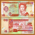 2016 Belize 5 Dollars “Eliz. II / Animals & Historic sites” World Currency, Uncirculated