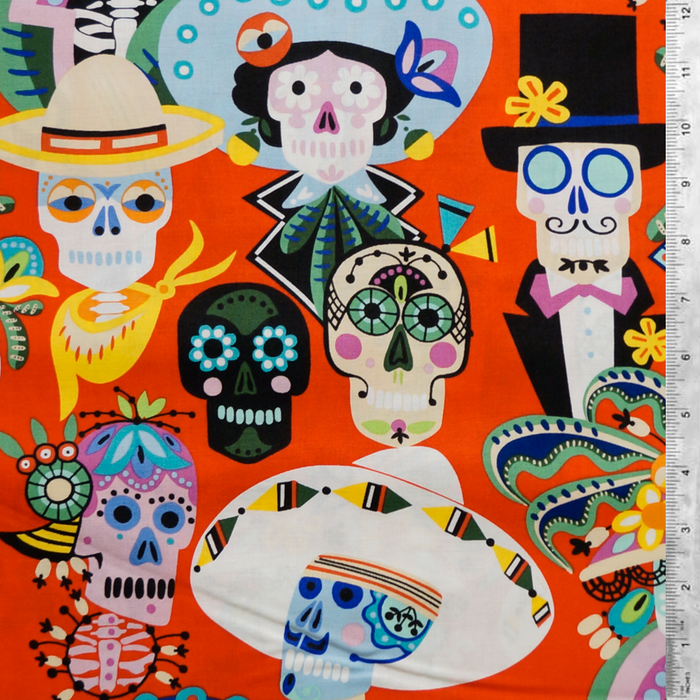 Carita Calaveras Red  - Alexander Henry Collection 100% Cotton Fabric