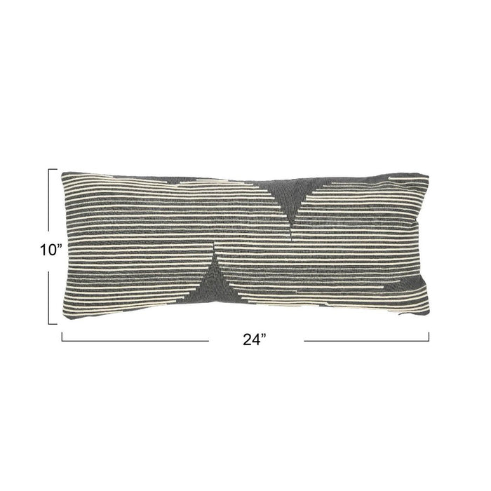 Cotton Lumbar Pillow w/ Applique, 24"