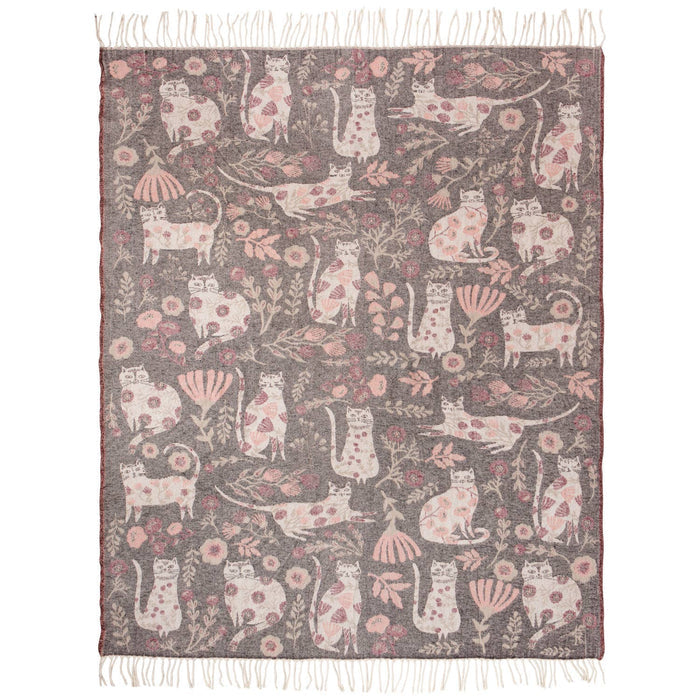 Danica Catbloom throw blanket from Now Designs, cozy and soft with a floral pattern, perfect for adding warmth to your space.