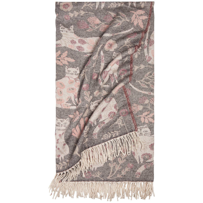 Danica Catbloom throw blanket featuring colorful floral pattern, soft fabric, and cozy design for home decor and comfort.