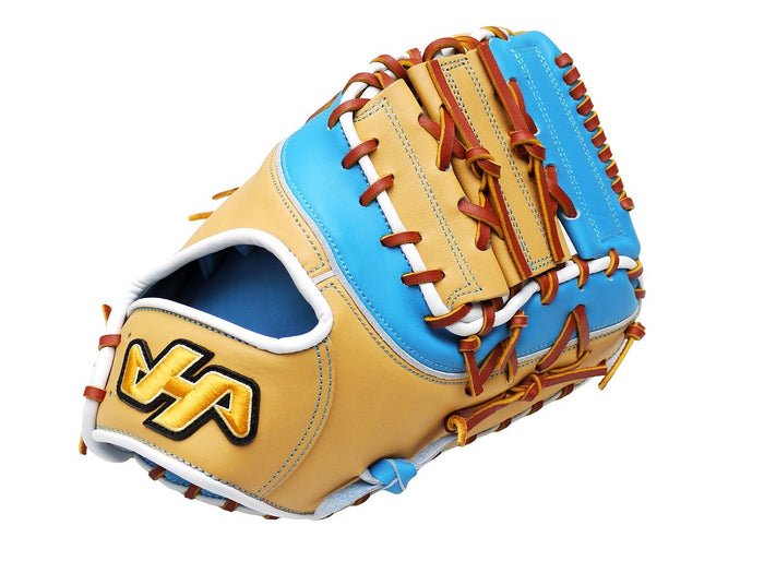 HATAKEYAMA Pro 13 inch First Base Mitt - Camel/Skyblue #1