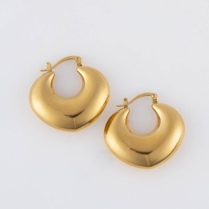 Narelle Waterproof Round Geo Hoop Earrings Gold