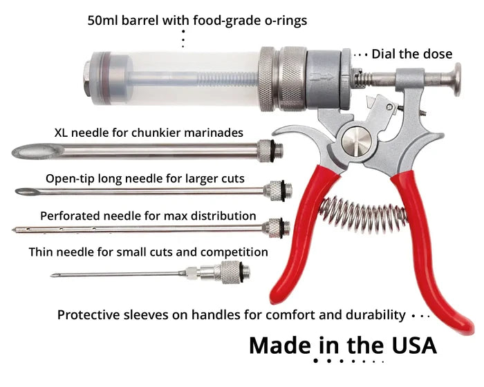 SpitJack Magnum Meat Injector Gun - Complete Kit (4 Needles) w/ Case