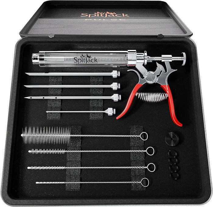 SpitJack PULSE Meat Injector Kit with Deluxe Case and Four Needles