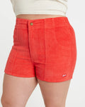 Women's Corduroy Solid Short Red