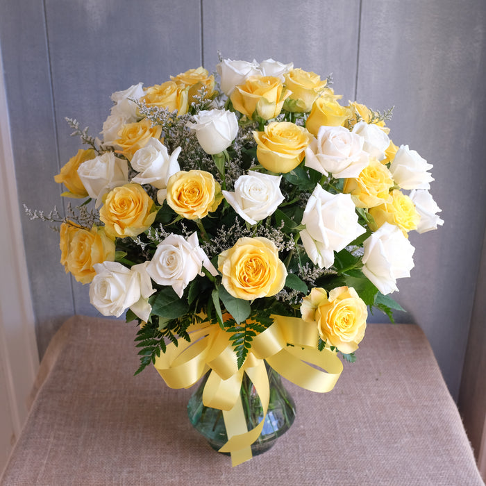 Yellow and White Roses