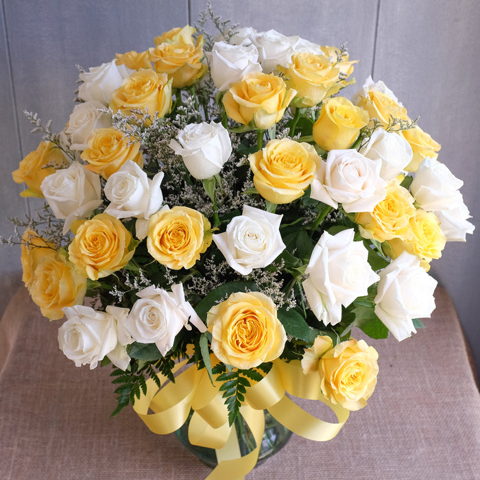 Yellow and White Roses