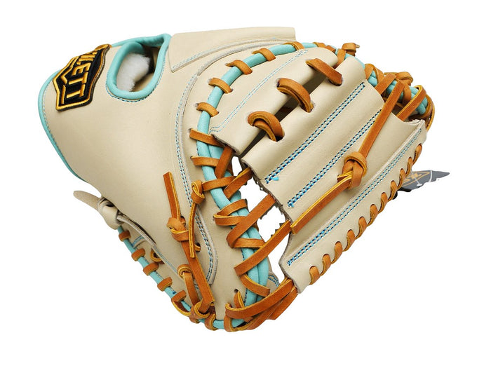 ZETT Pro Model - Elite Series 33" Open Back Catcher's Mitt - Beige/Skyblue #2