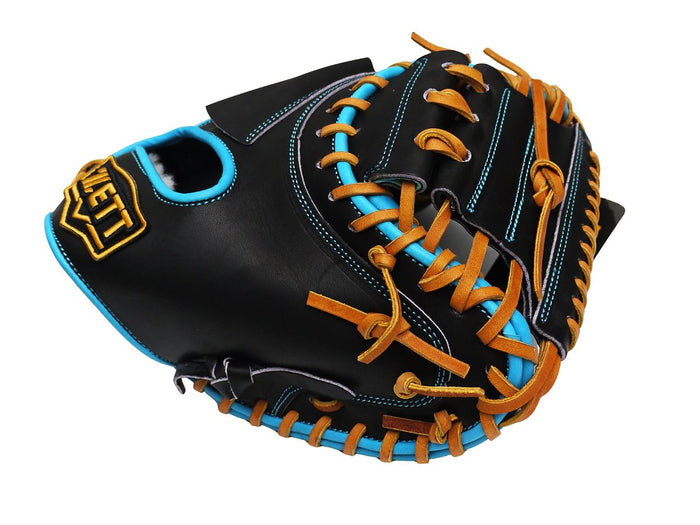 ZETT Pro Model - Elite Series 33" Open Back Catcher's Mitt - Black/Skyblue